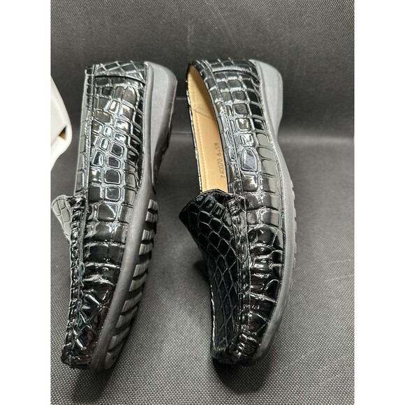 Pierre Dumas “Hazel” Women's 6.5M Black Patent Croc Embossed Casual Loafers - Picture 6 of 8